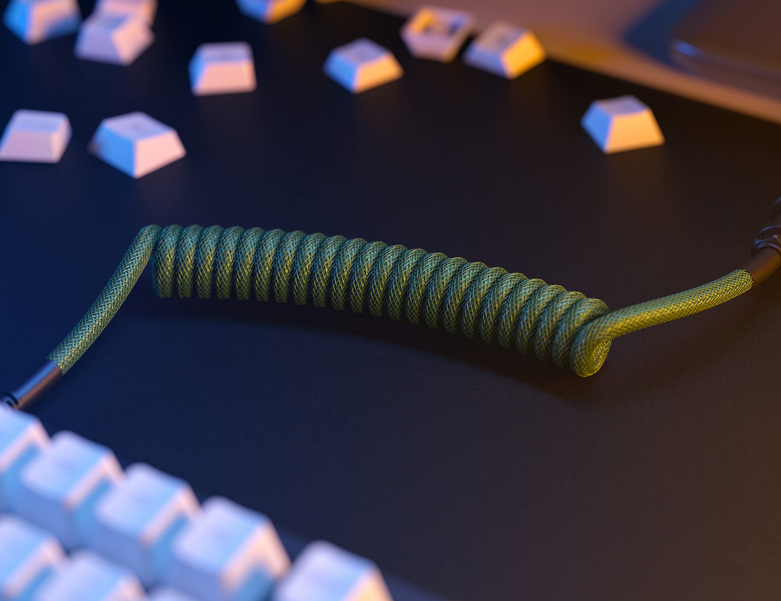 GLORIOUS Coiled Keyboard Cable – Coiled USB C Cable Artisan Braided Cables for Mechanical Gaming Keyboard Coiled Cable - Custom Keyboard Cable (Nebula) - Image 7
