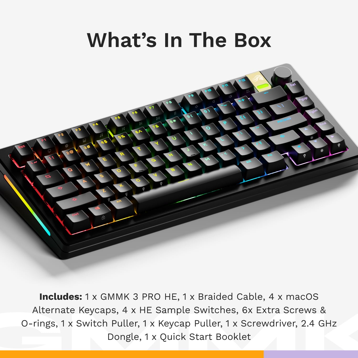 Glorious Gaming - GMMK 3 PRO HE: Wireless Gaming Keyboard Rapid Trigger, Hall Effect, Aluminum Body, 8K Polling Rate, Hotswap MX & Magnetic Switches, Adjustable Actuation, ANSI 75% Tenkeyless (Black) - Image 10