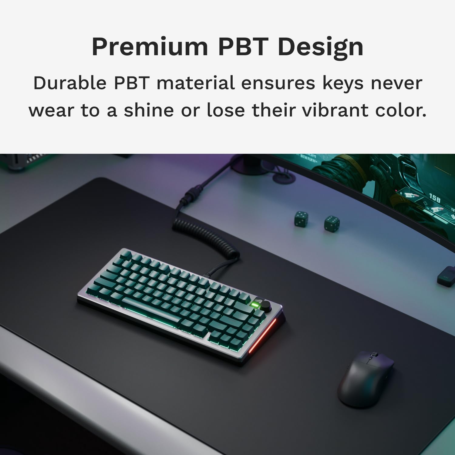 Glorious Gaming - GPBT Basics (PBT Keycaps), Totem Green, No Fade Dye-Sublimated, for Custom Mechanical Keyboards, Fits 100%, 75% 65% 60%, Fits ANSI & ISO, Supports Windows & macOS - English (US) - Image 3