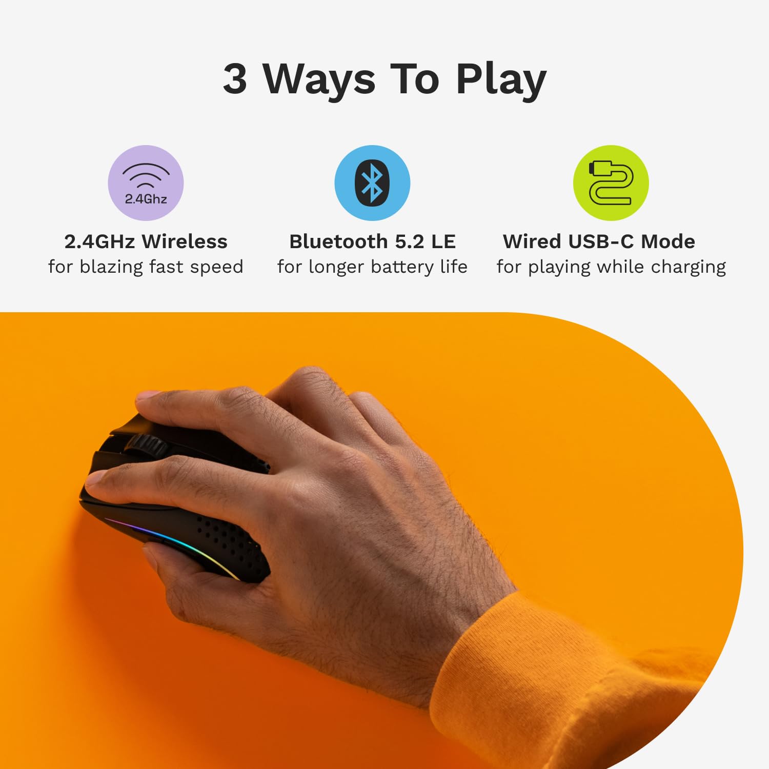 GLORIOUS Model O 2 Mini Wireless Gaming Mouse: Superlight 57g, up to 210hr Battery, Dual Wireless 2.4GHz and Bluetooth 5.2, 26K Optical Sensor, 80M Clicks, 6 Programmable Buttons, FPS Mouse, Black - Image 5