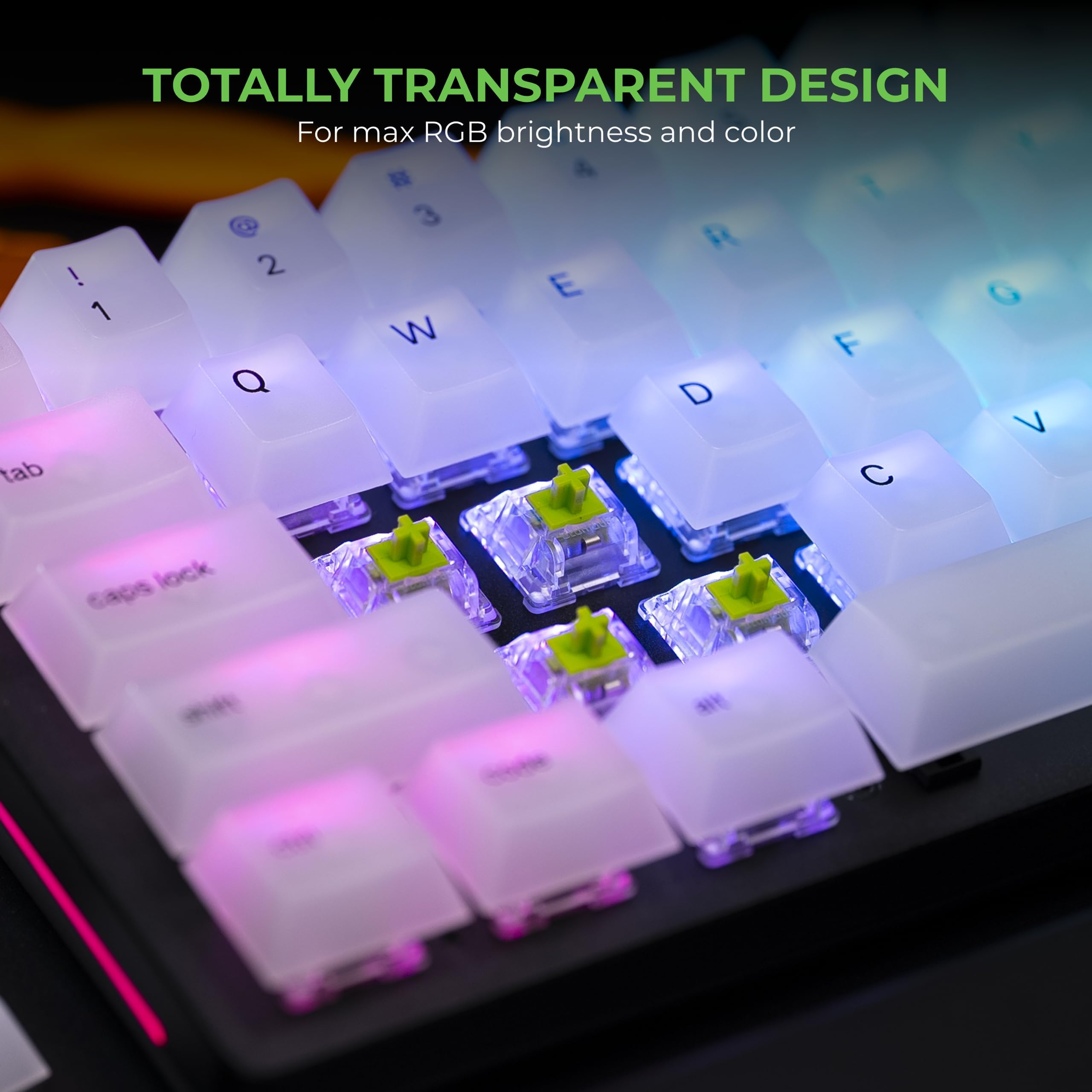 GLORIOUS Raptor Clicky Switches for Mechanical Keyboards for Gaming: 36 PCS, 5-pin, Transparent for MAX RGB, Pre-Lubed, Compatible with MX Keycaps, Premium Click Bar for Thocky Sound - Image 3