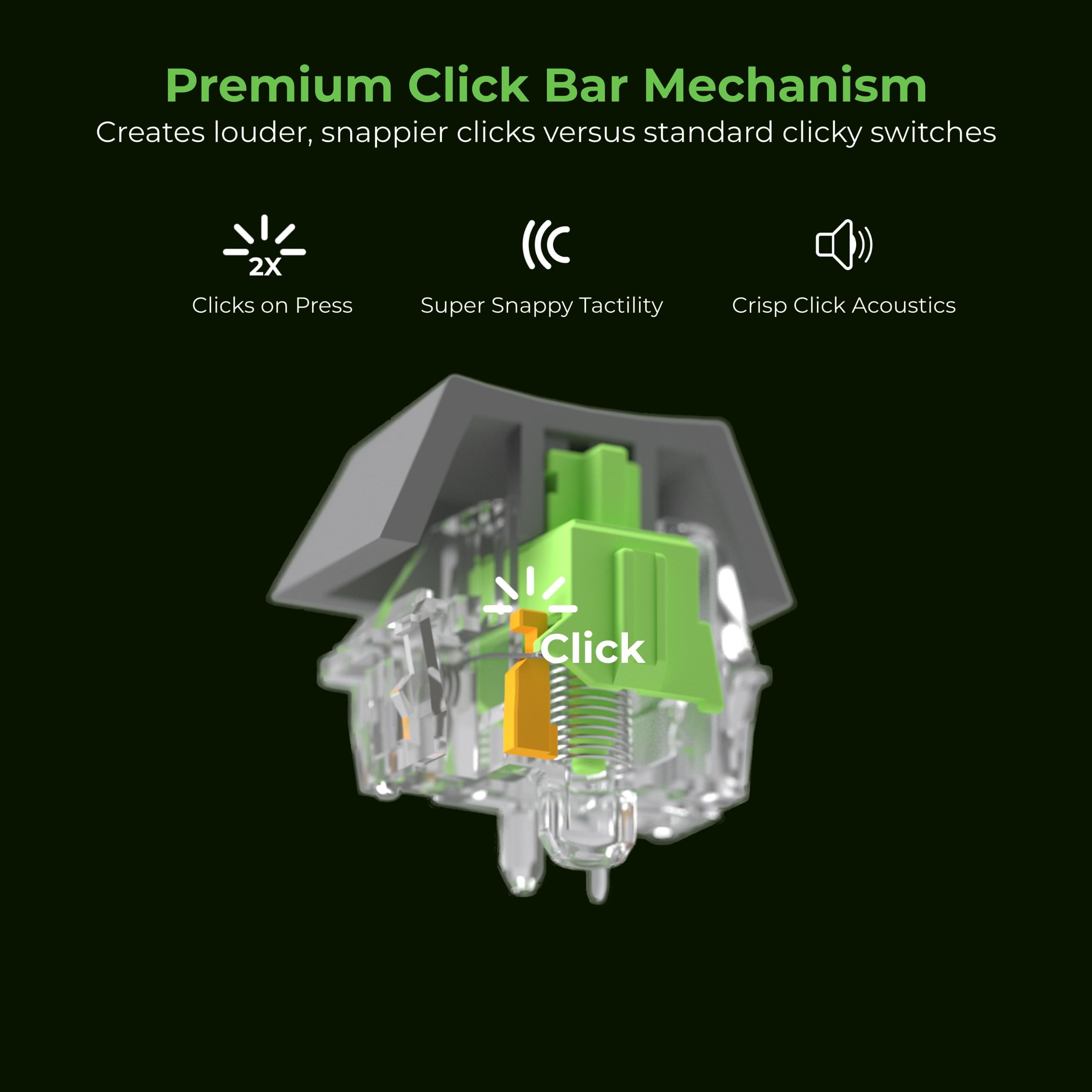 GLORIOUS Raptor Clicky Switches for Mechanical Keyboards for Gaming: 36 PCS, 5-pin, Transparent for MAX RGB, Pre-Lubed, Compatible with MX Keycaps, Premium Click Bar for Thocky Sound - Image 4